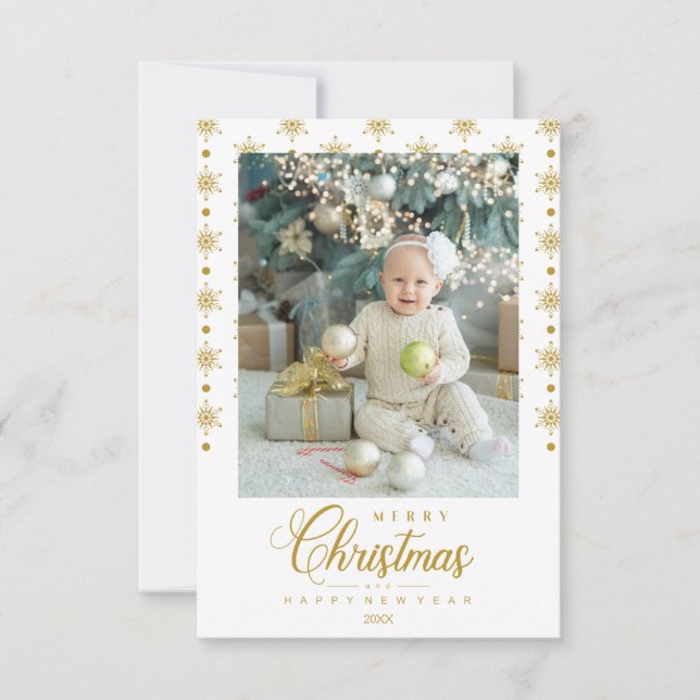 Modern Golden Merry Christmas Photo Baby (Framsida)