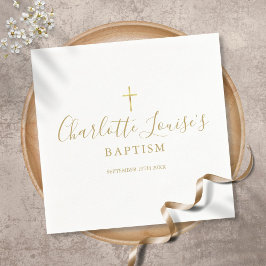 Modern Golden Namnteckning Baptism Christening Pappersservett