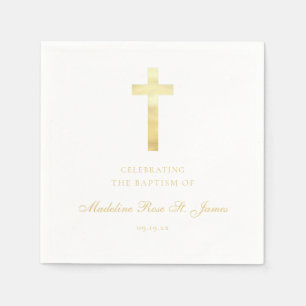 Modern Golden Namnteckning Baptism Christening Pappersservett