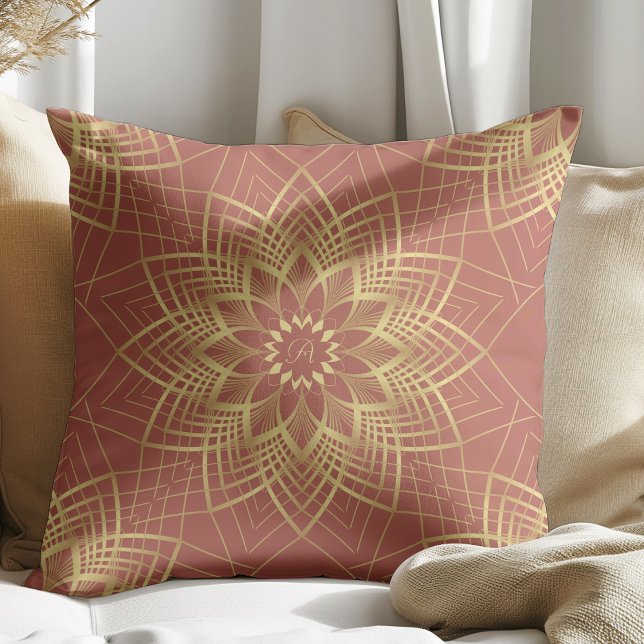 Modern Golden och Terracotta Mandala Mönster Kudde (Skapare uppladdad)
