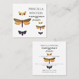 Modern Golden Paediatric Butterflies Mönster Fyrkantigt Visitkort