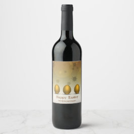 Modern Golden Påskäggs Abstrakt Flowers Vinflaska Etikett