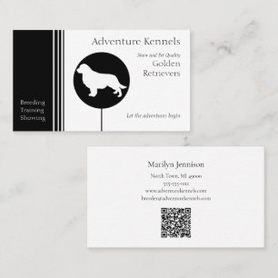 Modern Golden Retriever Silhouette Black and White Visitkort