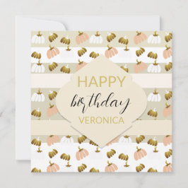 Modern Golden Rosa Artistic Pumpkin Kort