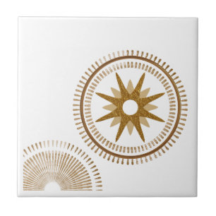 Modern Golden Starburst Medallion Kakelplatta
