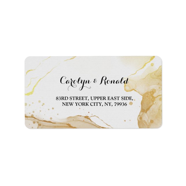 Modern    GoldEtikett för vattenfärg Adressetikett (Framsidan)