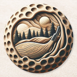 Modern Golf Art med Nature Inslag Underlägg Papper Rund