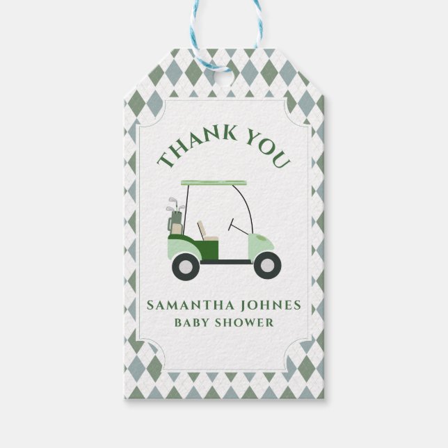 Modern Golf Baby Shower Presentetikett (Framsidan)