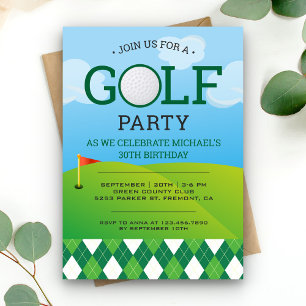 Modern Golf Födelsedagsfest Inbjudningar