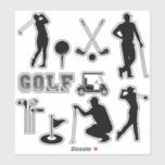 Modern Golf i Svarta Färg Klistermärken<br><div class="desc">Allt du behöver är ett bubbelte för att fräscha upp dig och börja din dag. Underbara presentidéer för golf älskare</div>