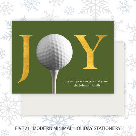 Modern Golf Joy & Peace Grönt jul Julkort