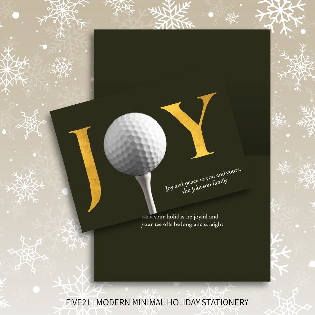 Modern Golf Joy & Peace Mörk grönt jul Helgkort (Skapare uppladdad)