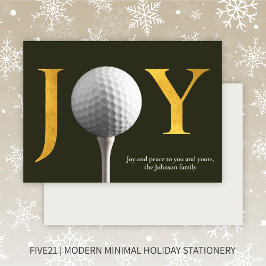 Modern Golf Joy & Peace Mörk grönt jul Julkort