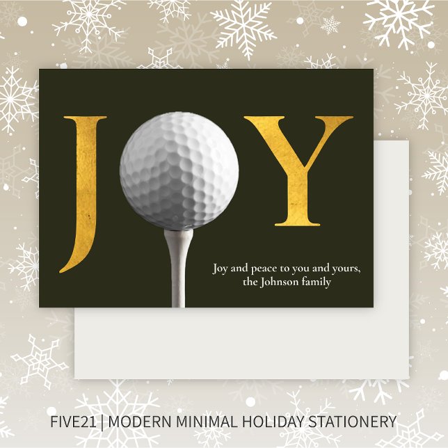 Modern Golf Joy & Peace Mörk grönt jul Julkort (Skapare uppladdad)