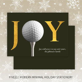Modern Golf Joy & Peace Mörk grönt jul Julkort