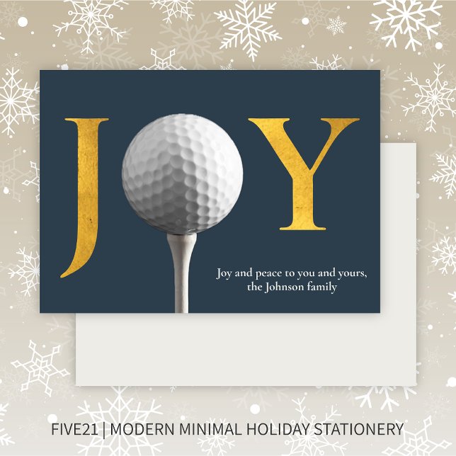 Modern Golf Joy & Peace Navy Blue jul Julkort (Skapare uppladdad)