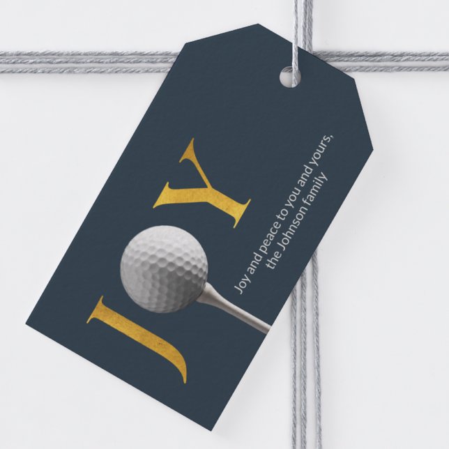 Modern Golf Joy & Peace Navy Blue jul Presentetikett (Skapare uppladdad)