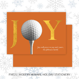 Modern Golf Joy & Peace Orange jul Julkort