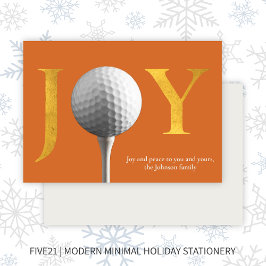 Modern Golf Joy & Peace Orange jul Julkort