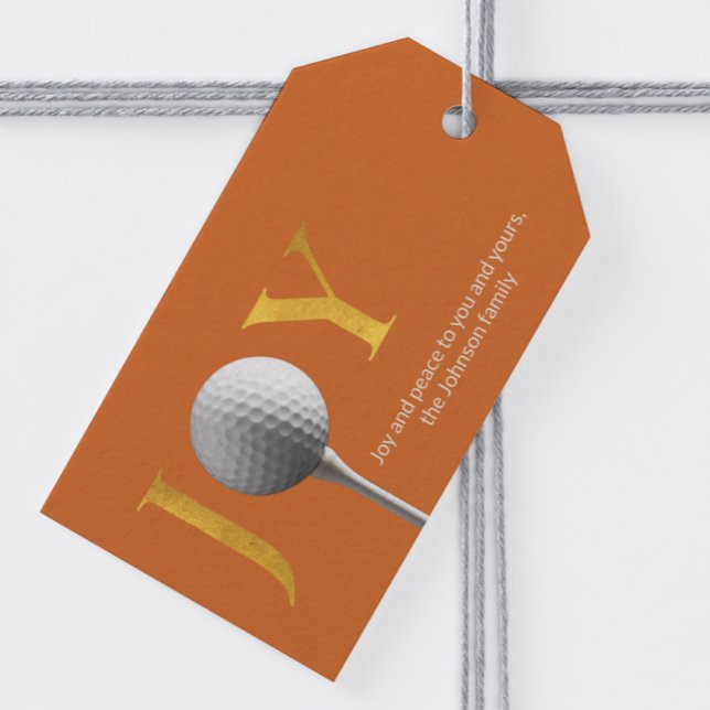 Modern Golf Joy & Peace Orange jul Presentetikett (Skapare uppladdad)