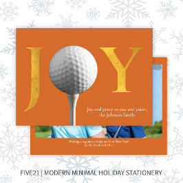 Modern Golf Joy & Peace Orange - julfoto Julkort