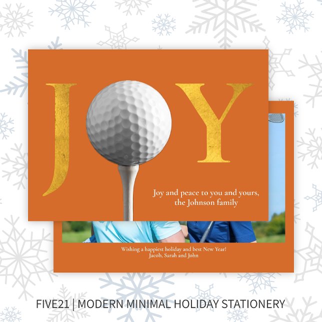 Modern Golf Joy & Peace Orange - julfoto Julkort (Skapare uppladdad)