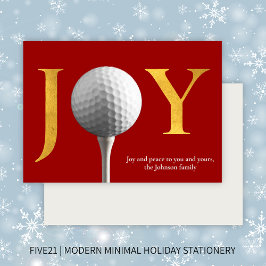 Modern Golf Joy & Peace Red-jul Julkort