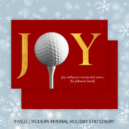Modern Golf Joy & Peace Red-jul Julkort