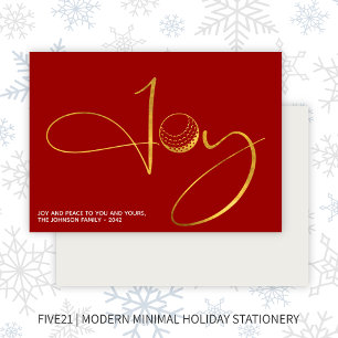 Modern Golf Joy & Peace Red-jul Julkort