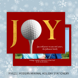 Modern Golf Joy & Peace Red-julfoto Julkort