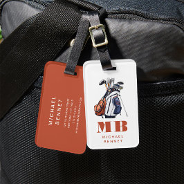 Modern golf sport monogram bagagebricka