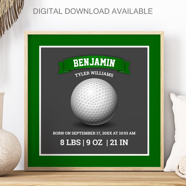 Modern Golfboll Baby Födelsestadistik Poster (Skapare uppladdad)
