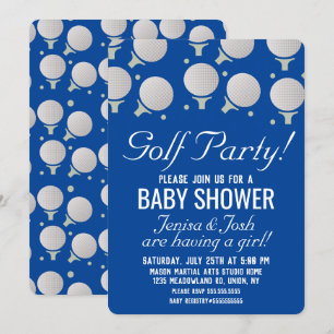 Modern golfbollar Baby Shower-fest Blå Inbjudningar