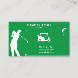 Modern Golfer & Cart Grönt Golf Instructor Visitkort