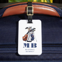 Modern Golfer Sport Monogram Bagagebricka