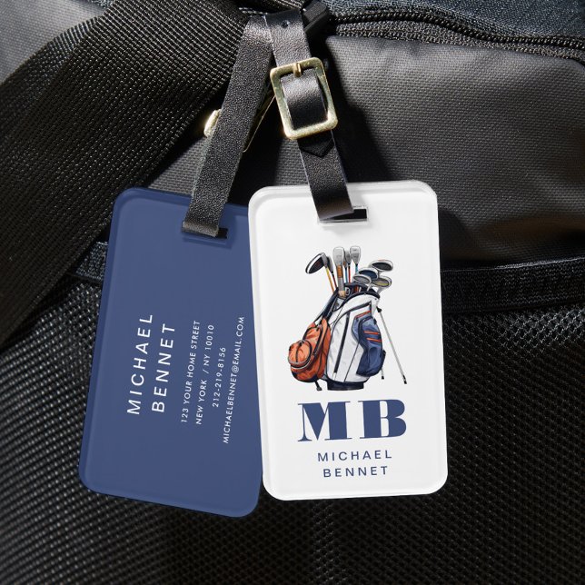 Modern Golfer Sport Monogram Bagagebricka (Modern Golfer Sport Monogram Luggage Tag)