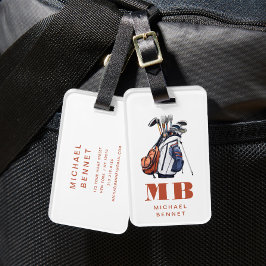 Modern Golfer Sport Monogrammed Bagagebricka