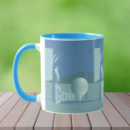 Modern golfplatta golfblå golfgåva mugg