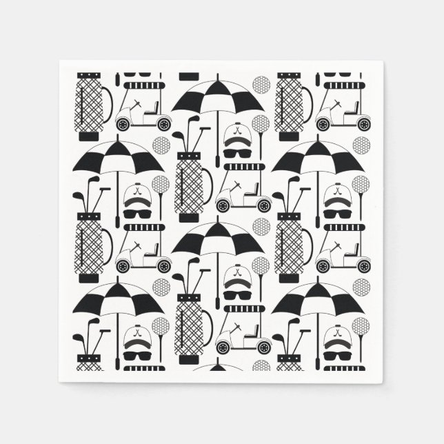 Modern Golfutrustning och tillbehör i Mönster Pappersservett (Framsidan)