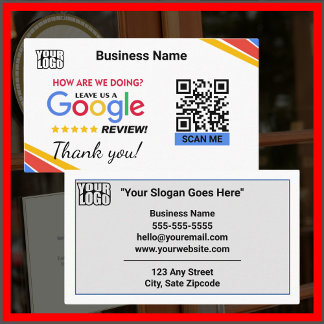 Modern Google-recension W/ QR-kodlänkmall Visitkort