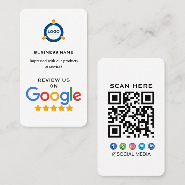 Modern Google Review With QR Code  Visitkort (Fram/baksida)