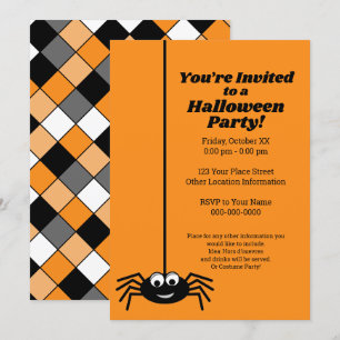 Modern Googly Öga Spider Halloween fest Inbjudningar