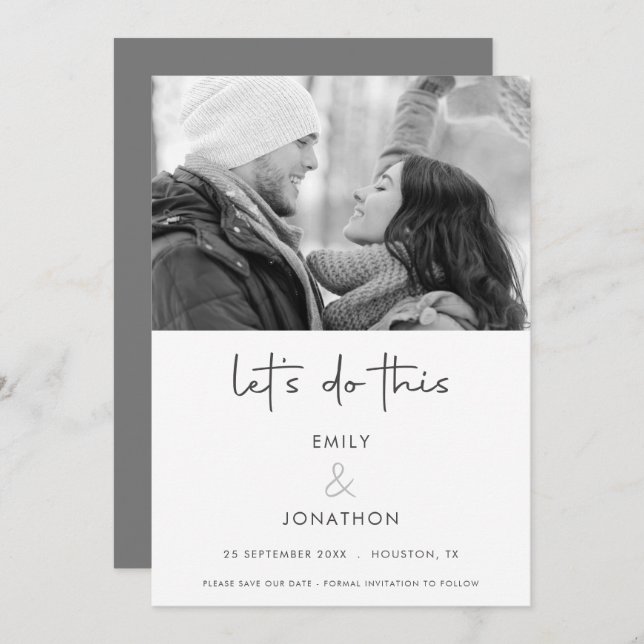 Modern gör den här fotosvarta vita Sparan på Dat Spara Datumet (Fram/baksida)