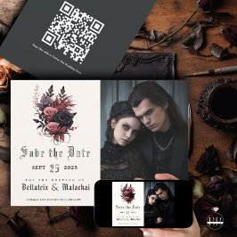 Modern Goth Black och Wood Rose Photo Spara Datumet