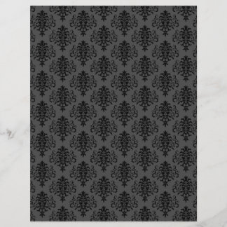 Modern Gotham Grått Black Damask Scrapbook Papper
