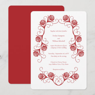 Modern Gothic Ro Swirls Crimson Red Bröllop Inbjudningar