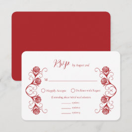 Modern Gothic Ro Swirls Crimson Red Bröllop OSA Kort
