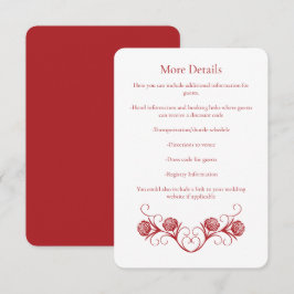 Modern Gothic Ro Swirls Crimson Red Bröllop Tilläggskort