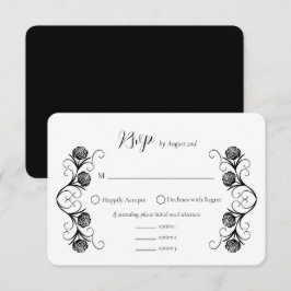Modern gotiic Ro Swirls Black and White Bröllop OSA Kort