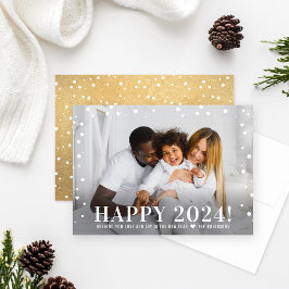 Modern Gott nytt år 2024 Guld-konfetti Foto Julkort